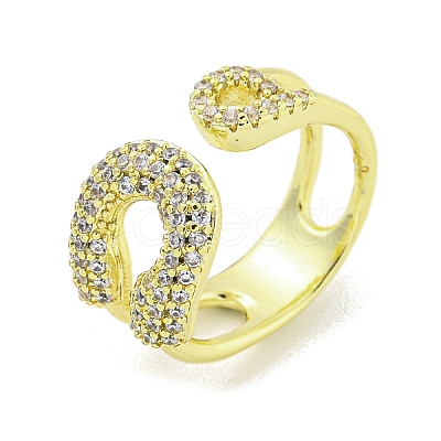 Brass Micro Pave Clear Cubic Zirconia Cuff Ring RJEW-Z035-04G-1