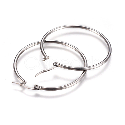 Tarnish Resistant 201 Stainless Steel Big Hoop Earrings X-EJEW-F237-02B-P-1