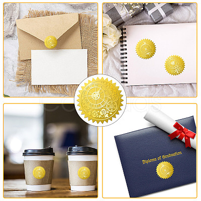 34 Sheets Self Adhesive Gold Foil Embossed Stickers DIY-WH0509-061-1