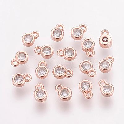 Brass Cubic Zirconia Charms ZIRC-P068-01RG-1