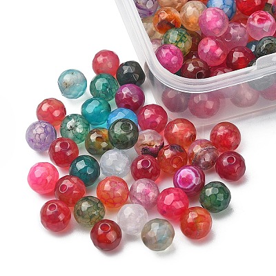 130Pcs Dyed Natural Multi-Color Agate Beads Strands G-YW0001-29B-1