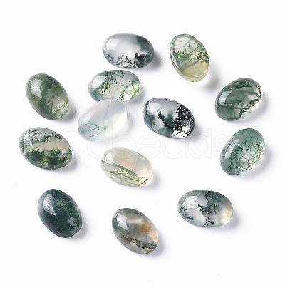 Natural Moss Agate Cabochons G-F697-E01-1