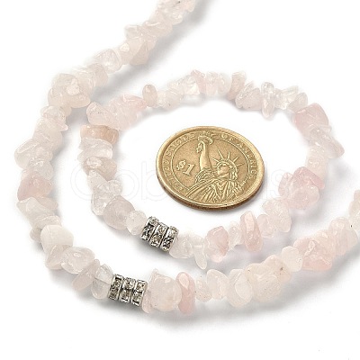 Natural Rose Quartz Chips Beaded Necklace & Stretc Bracelet SJEW-JS01281-02-1