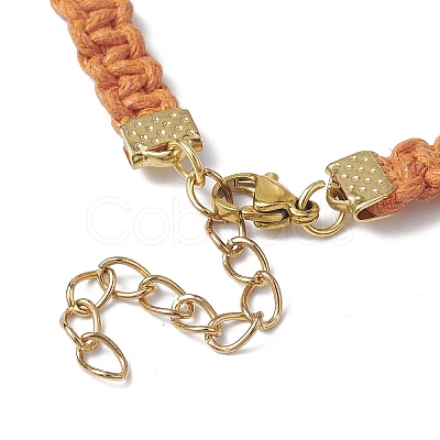 Braided Waxed Polyester Rectangle Link Chain Bracelets BJEW-JB10000-05-1