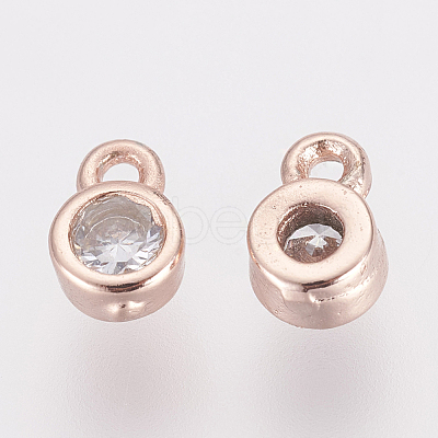 Brass Cubic Zirconia Charms X-ZIRC-P068-01RG-1