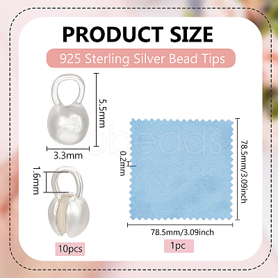 BENECREAT 925 Sterling Silver Bead Tips FIND-BC0005-44C-1