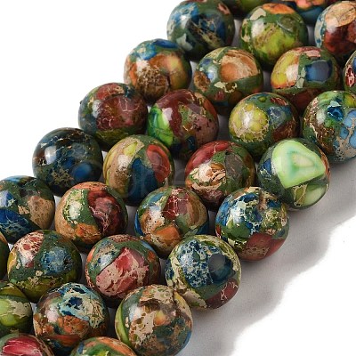 Dyed Natural Imperial Jasper Beads Strands G-Q161-A02-04-1