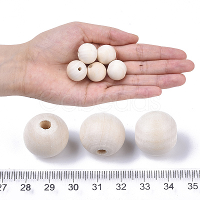 Unfinished Natural Wood Beads X-WOOD-S651-A20mm-LF-1