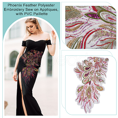 Phoenix Feather Polyester Embroidery Sew on Appliques PATC-WH0008-75A-03-1