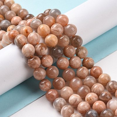 Round Natural Sunstone Beads Strands G-I176-09-10mm-1