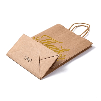 Gold Stamp Thank You Printed Paper Gift Tote Bags ABAG-Q055-03A-1