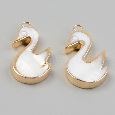 Electroplate Natural Freshwater Shell Pendants X-SHEL-T017-06-1