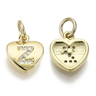 Brass Micro Pave Clear Cubic Zirconia Charms KK-N227-34Z-NF-1