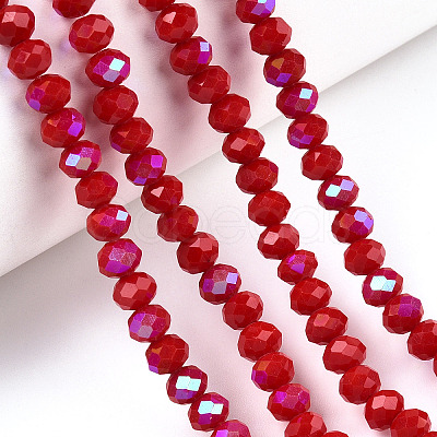 Electroplate Opaque Solid Color Glass Beads Strands EGLA-A034-P8mm-L21-1