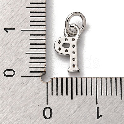 Initial Letter Brass with Cubic Zirconia Charms KK-Q814-26P-P-1