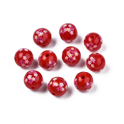 Opaque Printed Acrylic Beads MACR-T043-03C-1