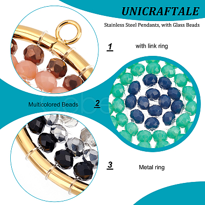 Unicraftale 3pcs 3 colors 304 Stainless Steel Pendants STAS-UN0037-67-1