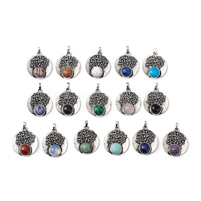 Natural & Synthetic Gemstone Alloy Pendants FIND-E023-05AS-1