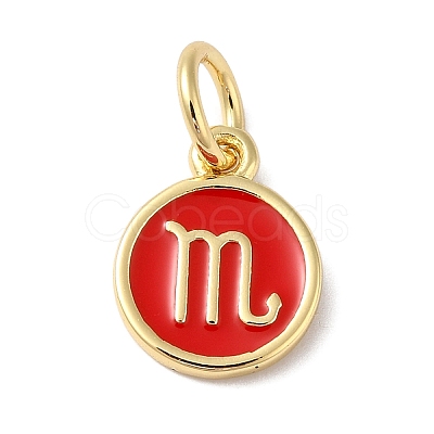 Real 18K Gold Plated Brass Enamel Charms KK-L216-001G-F03-1