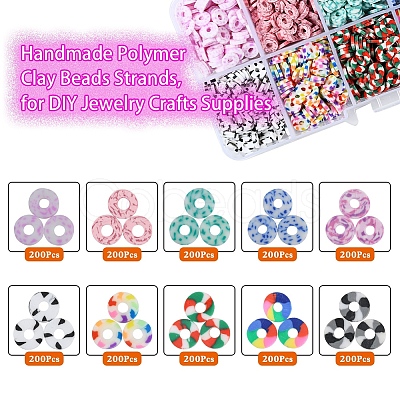 Handmade Polymer Clay Beads Strands CLAY-YW0001-46-1