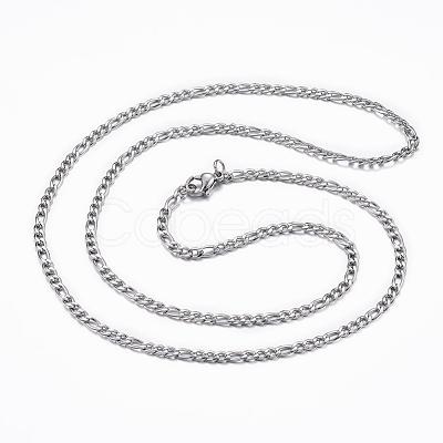 Non-Tarnish 304 Stainless Steel Figaro Chain Necklaces NJEW-H445-01P-1