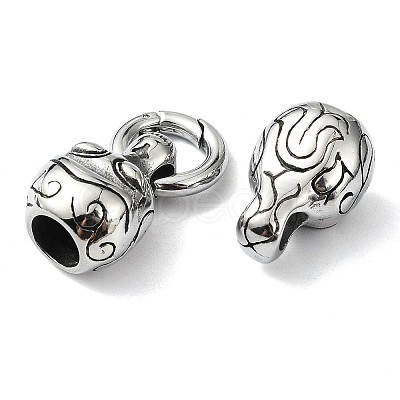 Tibetan Style 304 Stainless Steel Spring Gate Rings FIND-Z046-06AS-02-1