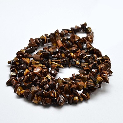 Chip Natural Tiger Eye Beads Strands G-N0134-09-1