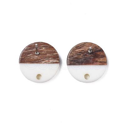 Opaque Resin & Walnut Wood Stud Earring Findings X-MAK-N032-008A-B06-1