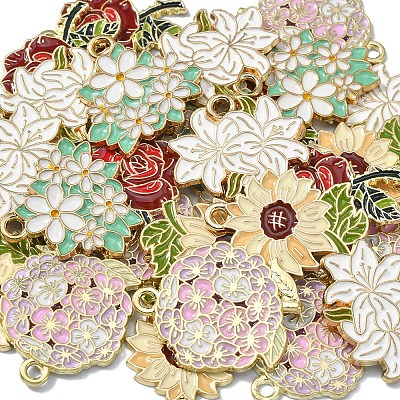 30Pcs 5 Styles Zinc Alloy Enamel Pendants ENAM-CJ0003-09-1