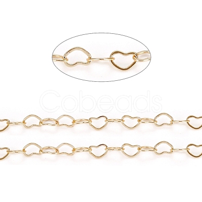 3.28 Feet Brass Heart Link Chains X-CHC-D026-15B-G-1