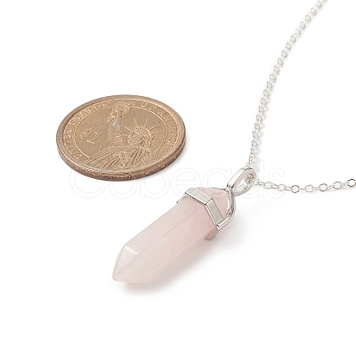 Natural Rose Quartz Geometry Pendant Necklace NJEW-JN04239-03-1