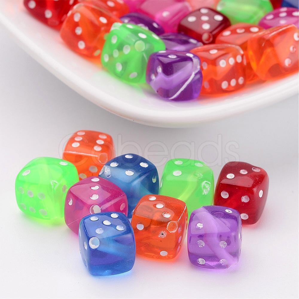 Cheap Mixed Color Transparent Acrylic Dice Beads Online Store