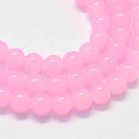 Baking Painted Imitation Jade Glass Round Bead Strands DGLA-Q021-6mm-26-1