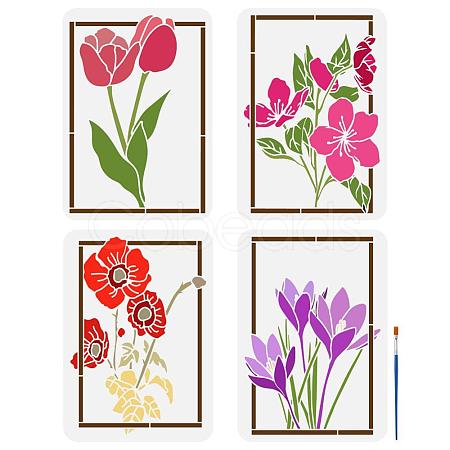 Fingerinspire 1 Set PET Hollow Out Drawing Painting Stencils DIY-FG0005-26-1