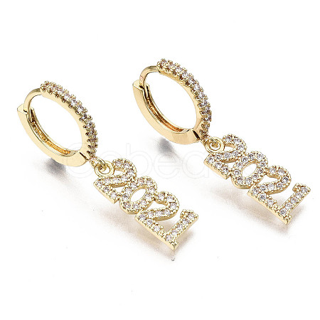 (Jewelry Parties Factory Sale)Brass Micro Pave Clear Cubic Zirconia Dangle Huggie Hoop Earrings EJEW-N015-09-NF-1