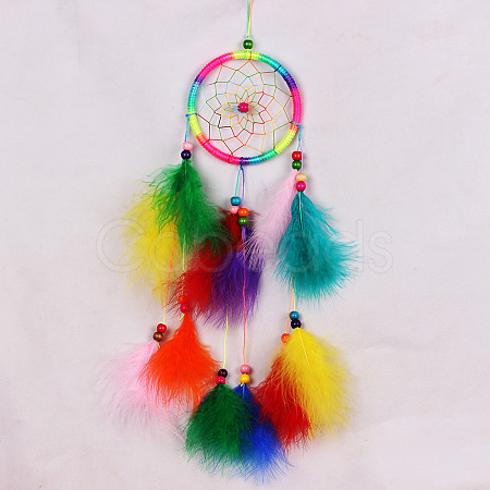 Polyester Woven Web/Net with Feather Wind Chime Pendant Decorations PW22111461702-1