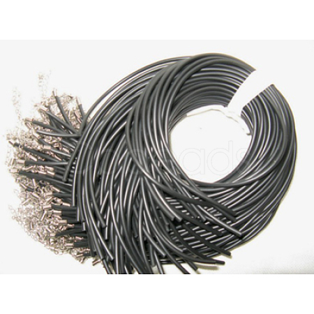 Black Rubber Necklace Cord Making X-RCOR-D002-B-1