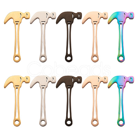Biyun 10Pcs 5 Colors 304 Stainless Steel Pendants FIND-BY0001-03-1