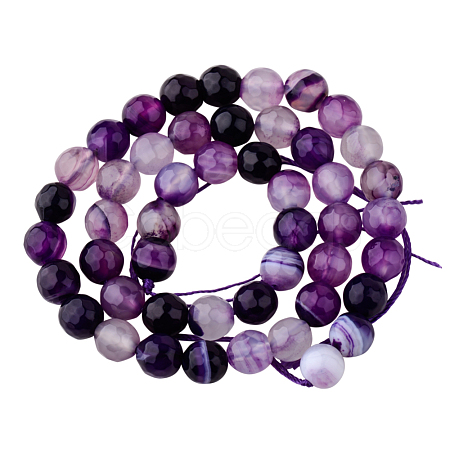 Faceted Round Natural Madagascar Agate Beads Strands G-PH0006-02-1