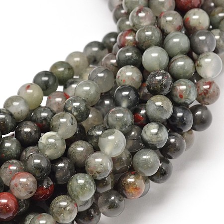 Natural Bloodstone Beads Strands G-P025-21-6mm-1