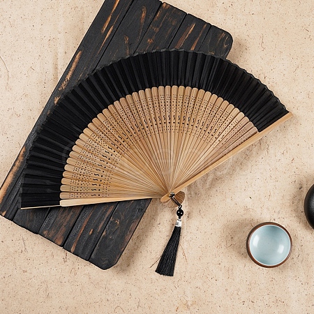 Chinese Style Wood Folding Fan with Tassel PW-WG4D112-11-1