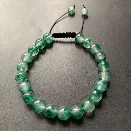 Green Floating Flower Agate Natural Stone Double Flat Knot Bracelet Pull Rope Adjustable Crystal Handmade Bracelet TT6134-2-1