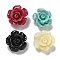 Synthetic Shell Dyed Carved Beads, Flower, Half Hole, Mixed Color, 12x8mm, Hole: 1mm