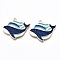 Eco-Friendly Alloy Enamel Pendants, Cadmium Free & Lead Free & Nickel Free, Whale, Light Gold, Royal Blue, 25x31x1.2mm, Hole: 1.6mm