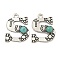 Synthetic Turquoise & Alloy Pendants, Letter Charms, Antique Silver, Letter S, 27x21x5mm, Hole: 3mm