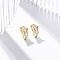 Rack Plating Star Brass Micro Pave Clear Cubic Zirconia Cuff Earrings, Lead Free & Cadmium Free, Real 18K Gold Plated, 9x9mm