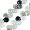 Natural Fluorite Beads Strands, Teardrop, Top Drilled, 12~12.5x10~11x5~5.5mm, Hole: 1~1.2mm, about 33pcs/strand, 8.86~10.2''(22.5~25.5cm)