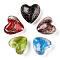 Luminous Handmade Gold Sand Lampwork Beads, Glow in the Dark, Heart, Mixed Color, 25~28x26~28x14.5~16mm, Hole: 1.5~2mm