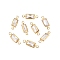 Brass Clear Cubic Zirconia Connector Charms, Rectangle Links, Raw(Unplated), 11.5x3.5x2mm, Hole: 1mm