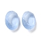 Frosted Glass Rhinestone Cabochons, Faceted, Pointed Back, Egg Shape, Light Sapphire, 14x10x5.5mm